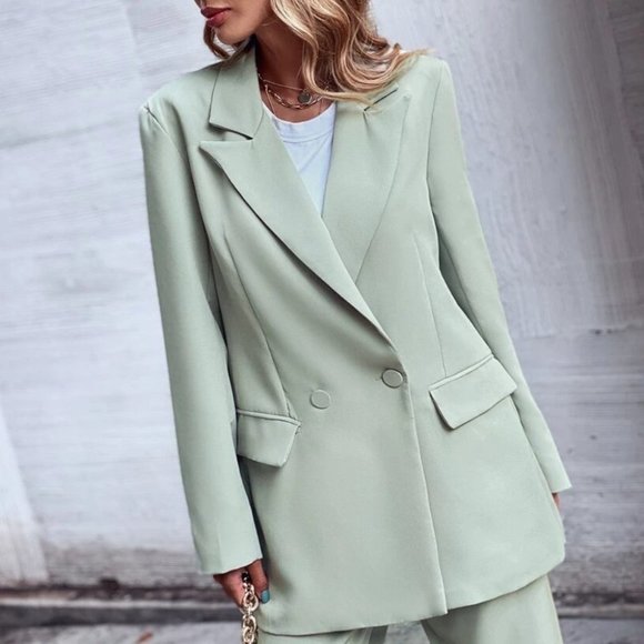 Double Button Classic Blazer GREEN - Picture 4 of 6